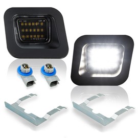 D-Lumina LED License Plate Lights with Clip Retainer Sockets for 2003-2018 Dodge Ram 1500 2500 3500 Pickup Truck, Smoked Lens Tag Lamp Powered by 18-SMD 6000K White with Load Resistors, Pack of 2