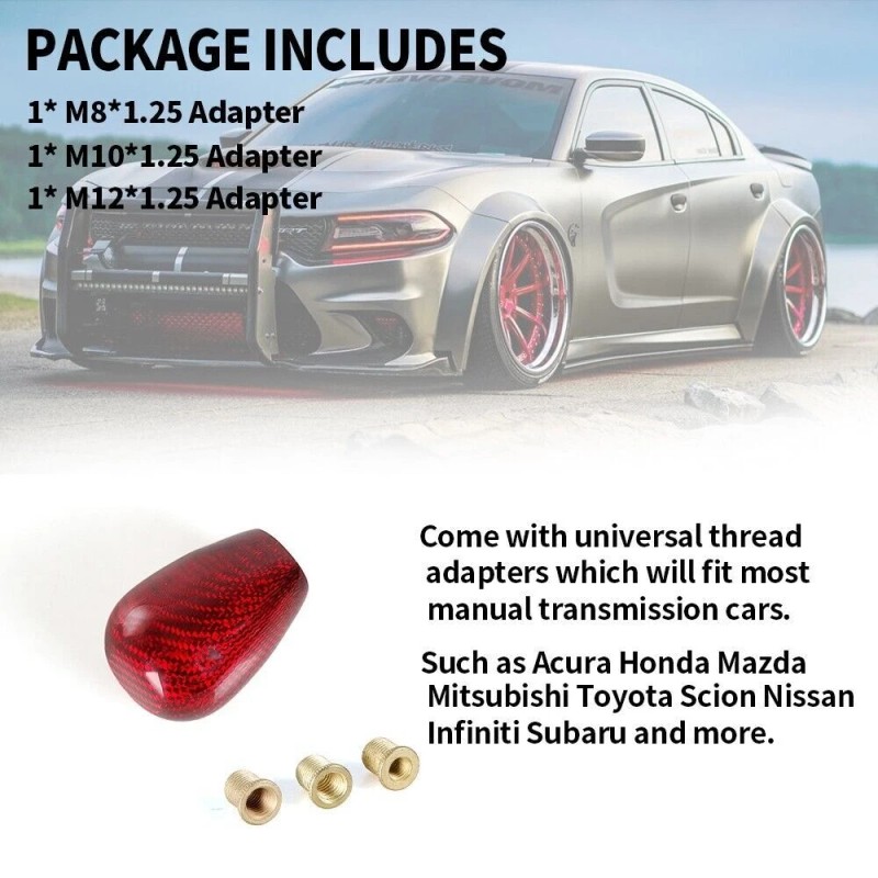 ANNX JDM Universal Red Carbon Fiber Automatic Car Gear Shift