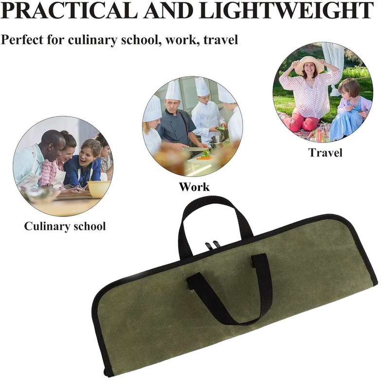 Zisqerts Heavy Duty Knife Roll for Chefs - Waxed Canvas