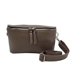Trendy Women's Waist Bag with Strap, Chest Bag, Belt Bag, Cross Body Bag, Shoulder Bag, Italian Genuine Leather, taupe, Contemporary