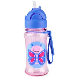 Skip Hop Toddler Sippy Cup with Straw, Zoo Straw Bottle with Tritan Renew, 12 oz. Butterfly