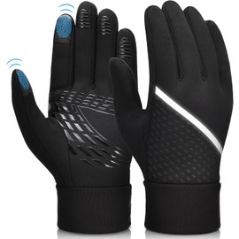 Winter Gloves Warm Anti Slip Touchscreen Gloves Windproof and Water Resistant Running Gloves Thermal Gloves Cold Weather Cycling Gloves for Men Women Walking Riding Driving Cycling (Black, S)