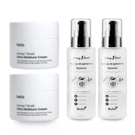 Nella 허니원스네일 달팽이크림 2개+에센스 2개 Honey Onesneal Snail Cream 2 Pieces + Essence 2 Pieces