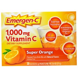 Emergen-C Bebida en polvo, Super Naranja, 30 unidades