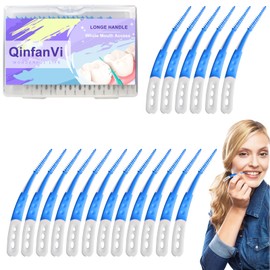 QinfanVi 84PCS Interdental Brushes Green,Soft Dental Picks for Teeth Cleaning, Silica Dental Brushes Teeth for Adults Teeth Cleaning Tools,Flossing Brushes for Teeth Cleaning (Blue, 84pcs)