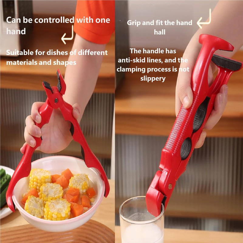 3-in-1 Hot Plate Gripper Tongs,Multi-Angle Hot Plate Gripper, Silicone Non-slip