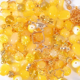 Kit de abalorio de vidrio al azar de 120 g para hacer joyas, abalorio redondas de vidrio de 6 a 10 mm para hacer pulseras (naranja)