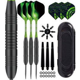 Professional 3 Pack 23g, Steel Tip Darts Set with Aluminum Shafts(+3 More Spare Shafts) and 2 Style Flights+Rubber O-Rings and Darts Case