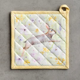 Maison d' Hermine Oven Glove (19 cm x 33 cm) & Pot Holder (20 cm x 20 cm) Kitchen Glove Made of 100% Cotton Pot Holder, Heat Resistant for Banquet, Easter Zest - Spring/Summer