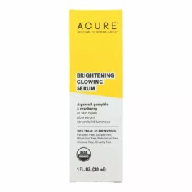 Acure Brightening Glowing Serum Treatment All Skin Types with Argan Oil 1fl  oz