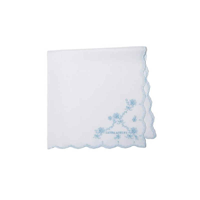 Laura Ashley 05608005 Women's Handkerchief Embroidered Handkerchief, saxon blue