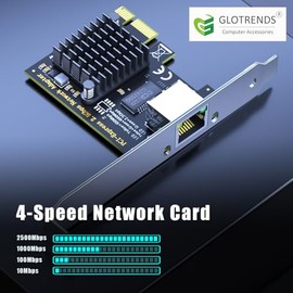 GLOTRENDS LE8105 2.5GbTarjeta de Red PCIe para PC, 10/100/1000/2500 Mbps Puerto LAN RJ45 Ethernet Gigabit