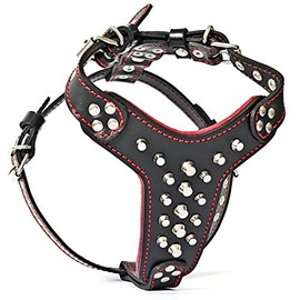 Bestia studded leather harness. French Bulldog size. 100% leather. Handmade in Europe