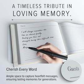 Gallery Leather Funeral Guest Book for Memorial Service and Celebration of Life with 192 Lined Pages - Hardcover, Bound Leather Guest Sign in Book - 7 x 9 - Acadia Black