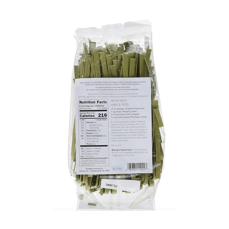 Pasta Deliziosa! Handcrafted Pasta, Spinach Fettucine, 12 ounce – 3