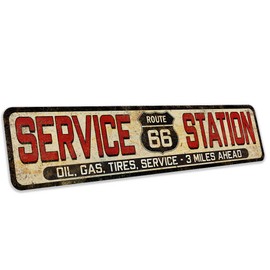 Service Station Route 66 Sign Rustic Looking Signs Garage Décor Decorative Signs Gifts 4x18 204182001019