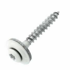 Plumbing Screws Stainless Steel A2 with EPDM Sealing Washer 15 mm - 4.5 x 35 mm - White RAL 9010 TX20 Pack of 50