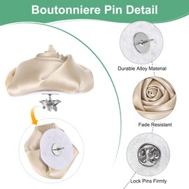 M METERXITY 8-Pack Lapel Pin for Men, 1.97" Handmade Flower Brooch Button Pins for Men Suits, Formal Boutonnieres for Gentleman/Wedding/Groom/Tuxedo/Corsage/Accessories [Khaki]