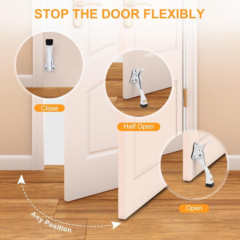 1 Pack, White Kick Down Door Stopper for Bottom of