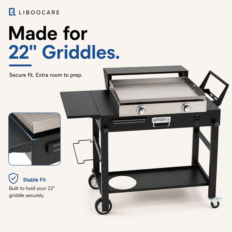 Grill Cart for Blackstone 22 Inch Griddle, 31" Tall Foldable