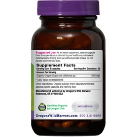Oregon's Wild Harvest, Certified Organic Oregon Grape, Berberine Supplement, 1140 mg, 90 Count