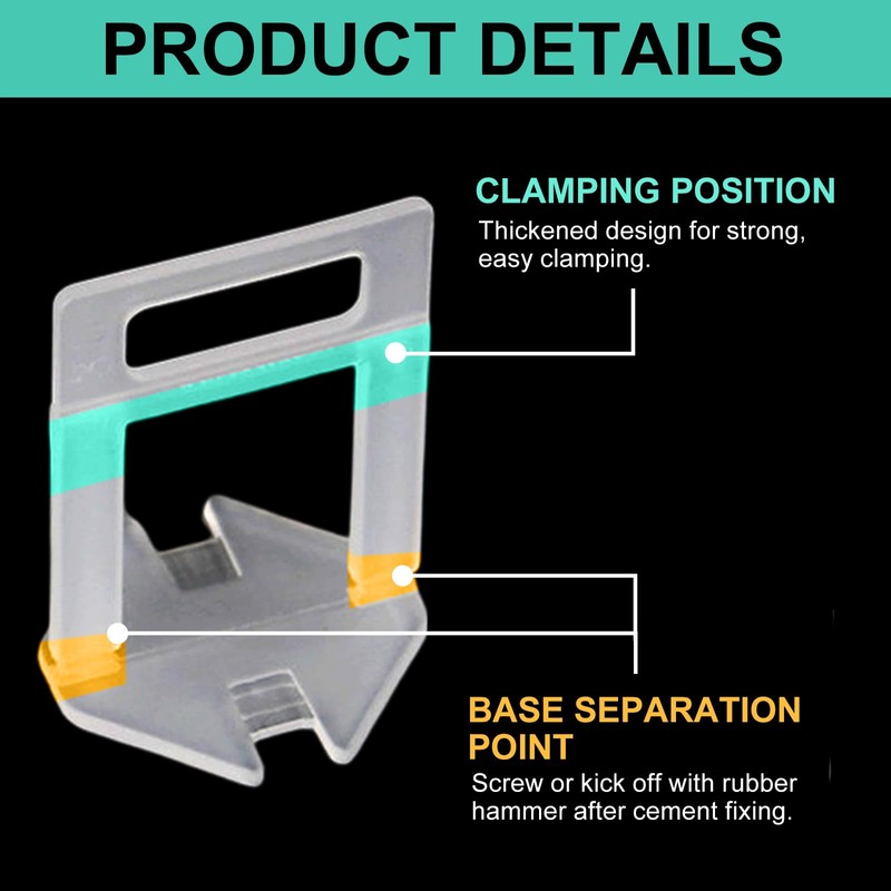 600 pcs Tile Spacer Clips，Tile Leveling System 2mm Tile leveller