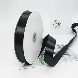 Ainmto Black Satin Ribbon 25mm x 100 Yards,Gift Wrapping Ribbon for Decoration and DIY Project