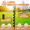 [Premium] 4 Pack Ground Anchors with Power Nut Driver Drill