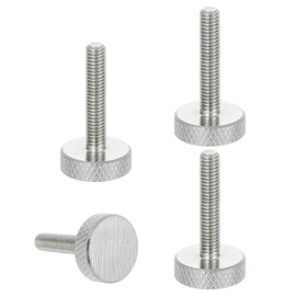 sourcing map M5x25mm Knurled Thumb Screws, 304 Stainless Steel Flat Head Thumb Screws Metric Diamond Knurled Head Bolts Grip Knobs Hand Tighten Thread Fasteners, 16mm Dia. 4 Pcs