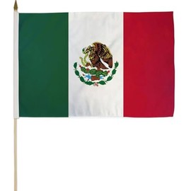 Mexican Flag on Stick 12x18 Bandera De Mexico Mexicanas Handheld Post Regalo Tapestry Independence Day Wall Home Decor Indooor Patio Lawn Porch Room Outdoor Grommets Banner Decorations Gifts