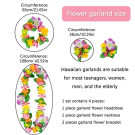duoyif Hawaiian Necklaces, Hawaiian Flower Chain, Flower Chain, Hair Band, Bracelets, Grass Skirt, Party Costume Accessories, Flower Chain for Cheerleading, Birthday, Carnival, Beach Parties (Purple