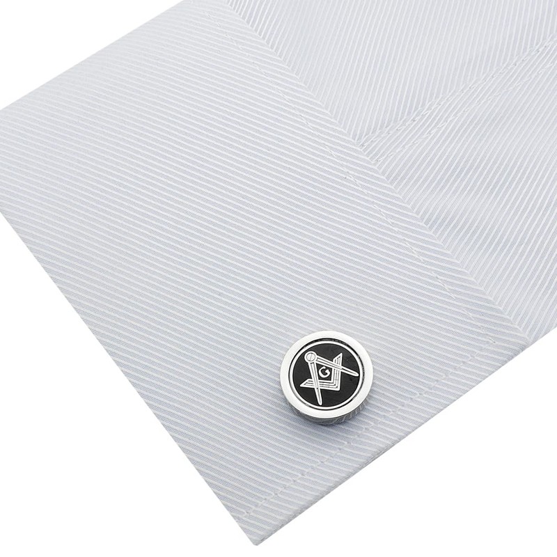 Black Freemason Cuff & Tie Clip Set Cufflinks Tie Clip