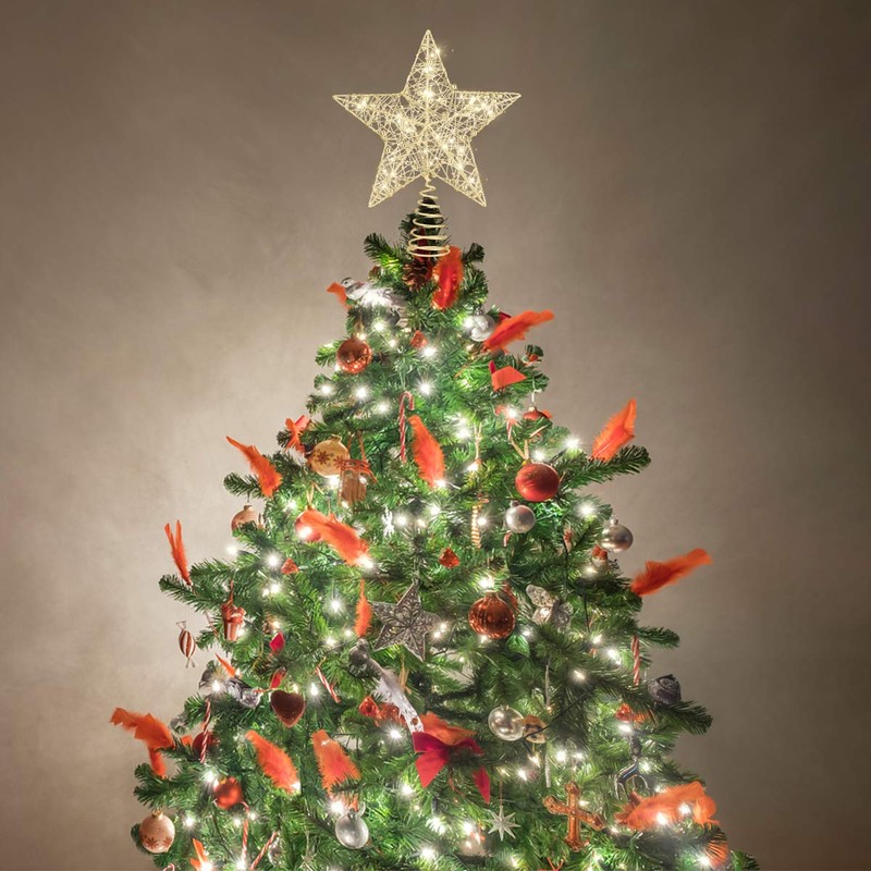 Toyvian Christmas Tree Topper Star,12 Inch Christmas Decorations Lighted Wire