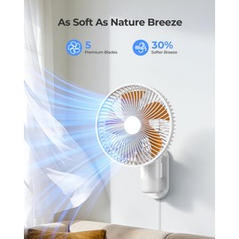 Airbition 10'' Wall Mount Fan with Remote Control and Night Light, 90°Oscillating, 4 Speeds, Timer, Included 120° Adjustable Tilt, High Velocity, for Bedroom RV Home Office Garage,79Inch Cord