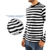 RGJU Striped Shirts for Men Long Sleeve(White&Black,L)