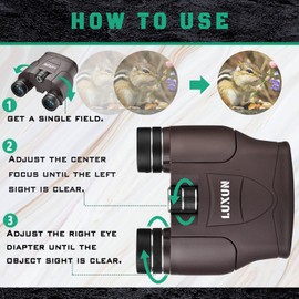 LUXUN Binoculars Small 10 x 25 - Binoculars for Children and Adults, Compact, Lightweight, BAK4 Prism, Ideal for Travel, Hiking, Sports and Nature Observation (Brown)