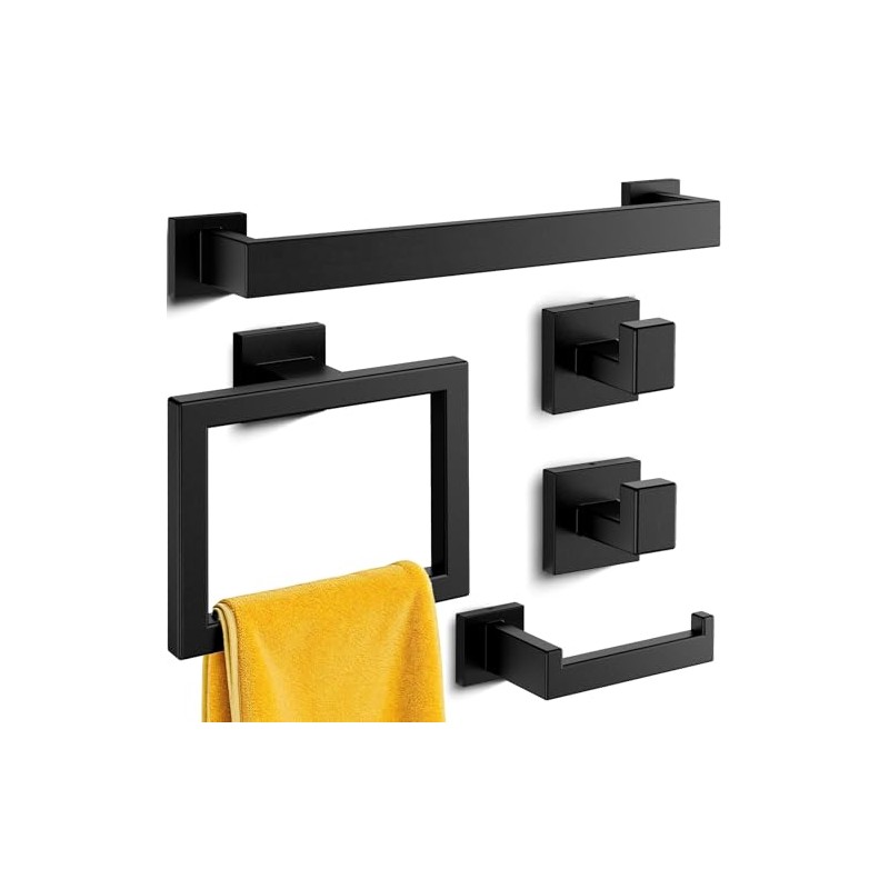 Kitsure 5-Pieces Bathroom Hardware Accessories Set, Rustproof Towel Racks for