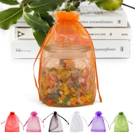 ANZNKU - Paquete de 50 bolsas de organza transparentes de alta calidad de 6 x 9 pulgadas, bolsas de malla, bolsas de regalo para fiestas, bodas, malla, festivales, maquillaje, bolsas de organza con