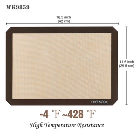 CHEFMADE 17-Inch Silicone Baking Mat with Measurements, Non-stick Heat Resistant Rolling Dough Mat, for Pastry,Pizza, Fondant and Pie Crust Making 11.7" x 16.7" (Brown)