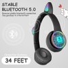 AXFEE Children's Headphones, Bluetooth, Girls' Cat Ear Headphones, Over-Ear with
