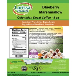 Blueberry Marshmallow Colombian Decaf Coffee (Gourmet, Naturally Flavored, Whole Coffee Beans) (8 oz, ZIN: 562426) - 3 Pack