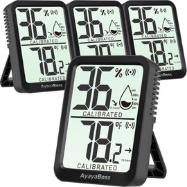 AyayaBoss 4 Pack Humidity Gauge, Room Thermometer for Home, Indoor Thermometer Hygrometer, Temperature and Humidity Monitor, Digital Sensor Humidity Meter for Bedroom, Pet, Plant - Mini Size