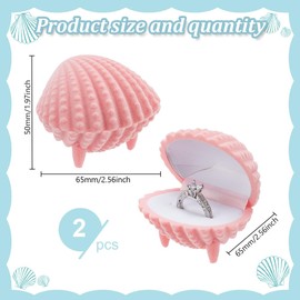 GOMAKERER 2 Pcs Velvet Ring Box, Clam Shell Shaped Ring Box Display Holder Ring Gift Storage Box for Proposal Engagement Wedding Ceremony Anniversary