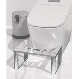 Stainless Steel Toilet Stool， Durable, Easy to Clean, and Comfortably Designed for Bathroom Support， (Silver, 7 Inch)