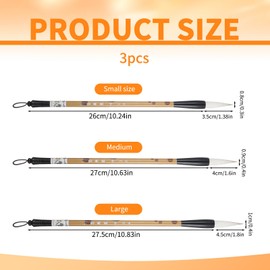 Chinese Painting Brushes Set, 3 Sizes Chinese Calligraphy Brush Set Flower Bird Line-Drawing Brushes Writing Brush, Painting with Bamboo Pen Holder, Traditional Art Sumi