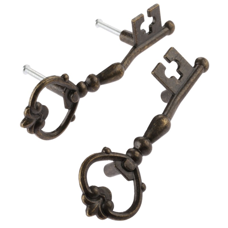 dophee 6 Pack Key Shape Pull Handles, Retro Antique Bronze