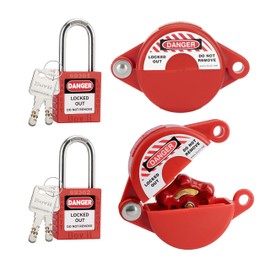 Boviisky Gate Valve Lockout with Safety Padlock, Red Outdoor Faucet Lock,Water Spigot Lock, Suitable for Valve Handles with a Diameter of 1-2.5 inches, 2 Set