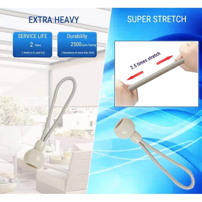 Universal Bungee Tie Down,Outdoor Blinds Parts,Weather Resistance,for Exterior Roller Shades
