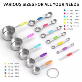 TILUCK measuring cups and magnetic measuring spoons set, stainless steel meas...