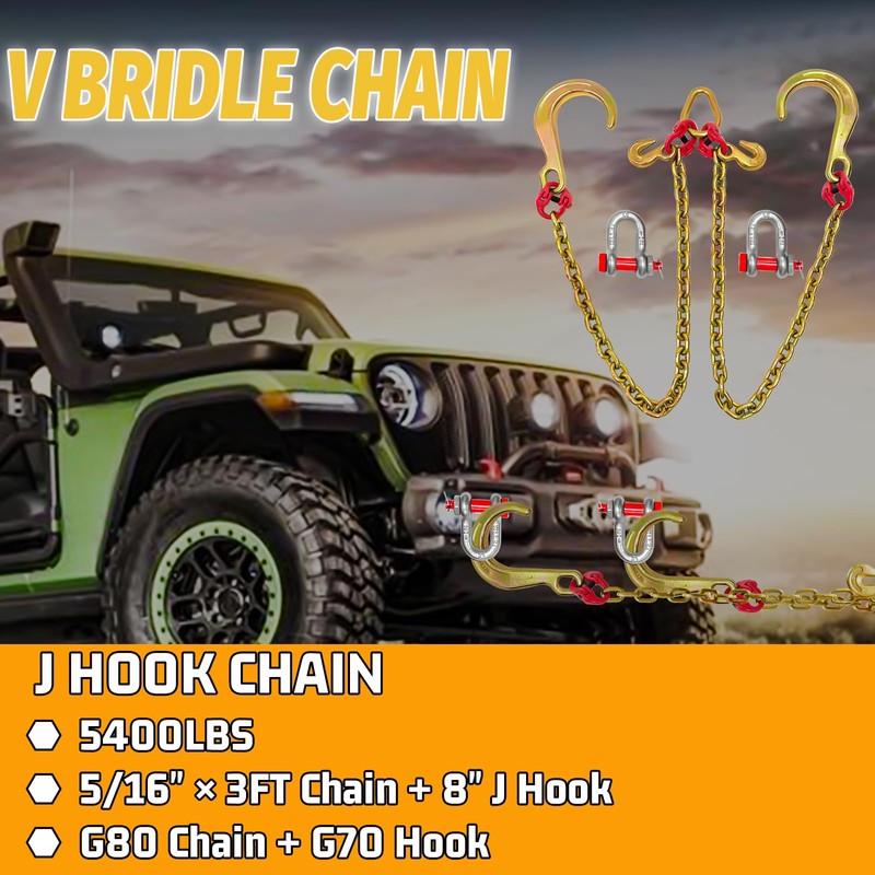 SENKEYFE Grade 80 V Bridle Towing Chain - 5/16" 3